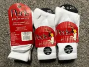 6 pair of Vintage made in USA Women Peds Coolmax Crew Socks white Shoe Size 5-10