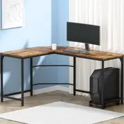 Artiss 147cm Computer Desk L-Shape Home Office Desks CPU Stand Brown