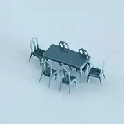 YZTS87002 1/87 HO Scale Miniature Factory Building Military Car Railroad Track Accessory Props Diorama Scenery Long Dining Room Kitchen Table With 6 Chairs American Style Furniture