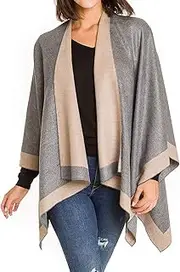[MIMOSITO] Women's Shawl Wrap Poncho Ruana Cape Cardigan Sweater Open Front for Fall Winter