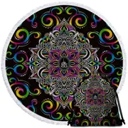 Indian Magic Over Black Beach Towel