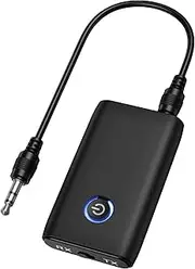 Bluetooth 5.0 Transmitter Receiver, 2-in-1 3.5mm Wireless Bluetooth Aux Adapter with Low Latency, Noise Reduction, Plug & Play Audio Receiver for Car TV PC Headphones Speakers Stereo Systems