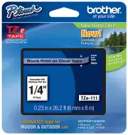 Genuine Brother TZe-111 P-touch Label Maker Tape TZe111 TZ111 TZ-111 Black Clear
