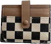 [Jinyilwn] Canvas Compact Wallet - Women's Zipper Coin Purse, Women Coin Purse | Bifold Leather Color Block Plaid Wallet with ID Window, Women's Compact Zipper, Leather Wallet for Shopping, Dating, Travel,