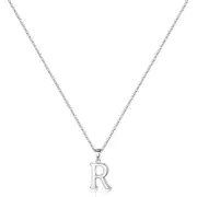 Catzon S925 Sterling Silver Initial Necklaces Dainty Hypoallergenic Pendant-R