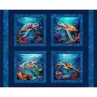 SEA TURTLES PADDLING Fabric Pillow Quilt Panel, Ocean, Beach, Animals
