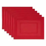 Placemats W/ Easy to Clean Vinyl Double Border - Tango Red, Set of 6