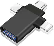 OTG Adapter USB C, 3 in 1 Type C Lightning Micro USB 3.0 OTG Adapter Converter, The OTG Converter is Suitable for Media TV Sticks, Phones or Tablets Compatible with Lightning