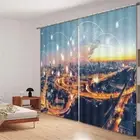 White Curved Nice Ring 3D Curtain Blockout Photo Printing Curtains Drape Fabric