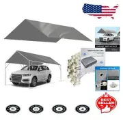 10x20 ft Waterproof Canopy Replacement Cover for Carports with Elastic Bungees