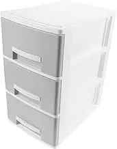 TIDTALEO Desktop Plastic Storage Drawer Box Three Organizer for Office Home Efficient File Document Stationery Storage Sleek Design Grey Versatile Space Saving