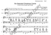 NEW 6 Selected Christmas Carols-solo vce & guit open str (2 copies) DWB-150901.1