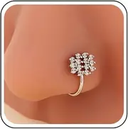 [Aneneiceera] Vintage Crystal Nose Ring Stud Gold Cz Nose Rings Hoop Rhinestone Nose Screw Stud Rings Boho No Piercing Nose Hoop Clip on Nose Ring Jewelry for Women (Gold)