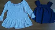 NWT LOT Girls Lucky peasant top size S + NWT Abercrombie size M white swing top