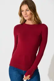 Macy Knit Full Length Sleeve in Red Wine S