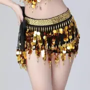 Hip Scarf Belly Dance Belt SequinsCoins Waistband Transparent Yarn Beads Fringes