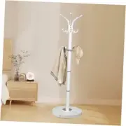 Metal Coat Rack Stand with Natural Marble Base, Modern Coat Rack White