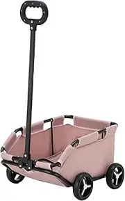 Generic Pet Trolley Dog Pushchair Foldable Pet Carrier Trolley Cat Dog Cart Small Folding Trolley for Travel Animal, Pink