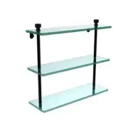 Allied Brass 15" x 16" x 5" Bathroom Shelf 3-Tier-Shelve Clear Glass Matte Black