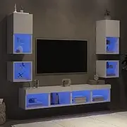 TV Stand Engineered Wood Wall Units with LED, Media Storage Cabinet, Stands for Room, Modern Living & Entertainment Centers, Rack Furniture, Bedroom Set
