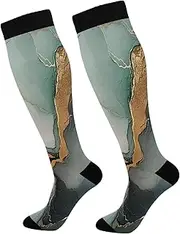 [Caihoyu] Softball Socks For Women & Men Compression Sock 15-20 mmHg for Nurses, Pregnancy, Flying, Running,Travel, Multicolor01, One Size