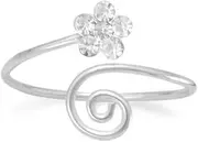 [JewelryWeb] 925 Sterling Silver Wrap Design toe ring With Clear Crystal Flower