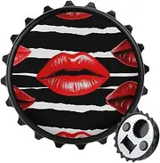 Magnetic Bottle Opener Round Fridge Magnets Red Lips Kiss Portable Opener Funny Beer Opener Decorative Refrigerator Magnets For Home Bar Kitchen Office Black