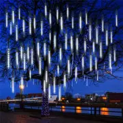 Solar Powered 10 Tube 360 LEDs Meteor Shower Lights Christmas Decoration Lamps-White