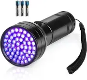 Black Light UV 51 LED Blacklight Flashlights 395 nM Pet Urine Detector with 3 Pack AA Batteries for Cat Urine, Stains, Bed Bug (Black)