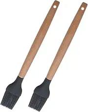2 Pcs Wooden Handle Silicone Brush Barbecue Brush Basting Oil Brush Outdoor Grills BBQ Brush Kitchen Oil Brush Barbecue Oil Brush Baking Oil Brush Silicone Pastry Brush