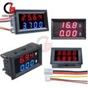 DC 0-200V 100V 10A 3/4 Bit Voltmeter Ammeter Red+Red/Red+Blue LED Amp Wires New