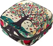 Period Bag,Sanitary Napkin Storage Bag,Art Painting Tree Fruit Leaves,Tampon Bag for Purse