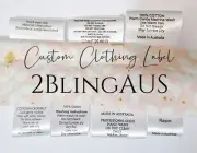 Sew-on Satin Clothing label Bulk Personalised Custom BLACK Print tagcare
