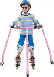 GanFindX Skater Aid for Kids Roller Skating, Roller Skate Trainer for Kids Toddler Adjustable Height Outdoor Training Walker, Pink