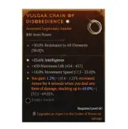 Diablo 4 S8 Vulgar Chain Of Disobedience 1GA Legendary Amulet Armor Gear