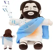 SKIKHN Breathing Stuffed Jesus, Breathing Jesus Plush Figure, Jesus Plush Toy with Breathing Action and Music, Jesus Plush Doll for Easter, Party Accessories, Christmas, for Children, Women, Men