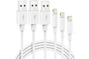 3 Pack 2m Long Data Transfer Charger Charging USB Cable Cord for Apple iPhone iPad iPod Bulk White TPE Plastic