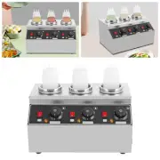 3 Bottle Electric Hot Chocolate Sauce Warmer Commercial Cheese Jam Melt Maker