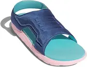 [adidas] Unisex Kid's Adilette Shower Slides, Crew Blue Hazy Sky Clear Pink, 13 US