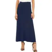 Vince Camuto Women's Solid Pull On Skirt Navy Blue Size Large Unlined Polyester