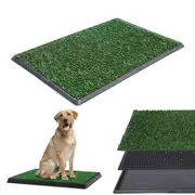 Portable Dog Training Pad Artificial Grass Mat Reusable 3-Layer Potty Toilet with Tray Holder