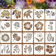 JULMELON Flower Stencils for Wood, 20Pcs Sunflower Painting Stencil Reusable Stencils DIY for Wall Floor Decor Rock Dot Painting Art Projects (3inch)