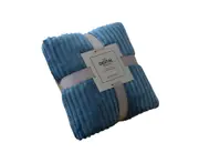 Skin-friendly Soft Throw Blanket Polyester Air Conditioned Blanket for Sofa-Blue