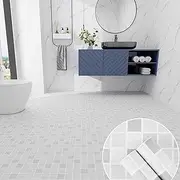 Thickened Bathroom Floor Stickers, Self-Adhesive Waterproof Kitchen Bathroom Floor Renovation Remodeling Carpet Stickers(F,60cmx5m)