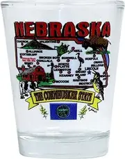 Nebraska State Elements Map Shot Glass Glassware