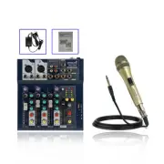 4-Channel Audio Mixer Live Studio Mixing Sound Console Unidirectional Microphone