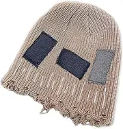 [SKUZA] Knitted Hat,Patch Beggar Hat Baggy Slouchy Beanie Hat Crochet Knitted Hat Skullies Beanie Bucket Hat for Men Women Bonnet hat isherman Hat Warm Windproof Cap
