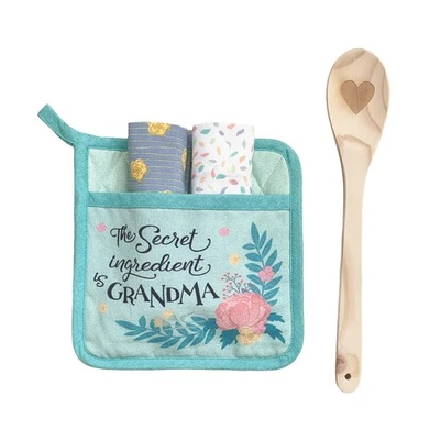 C&F Home The Secret Ingredient is Grandma Potholder Gift Set Blue