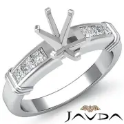 Diamond Engagement Channel Setting Ring Oval Semi Mount 14k White Gold 0.4Ct