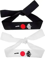 [Beavorty] Men's Japanese Headband Set Samurai Hat Karate Training Fitness Accessory
